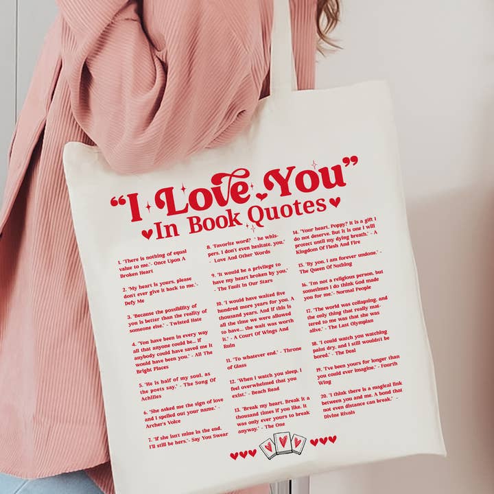 I Love You In Book Quotes Tote Bag - Valentine's Gift for wholesale by Painted Lavender