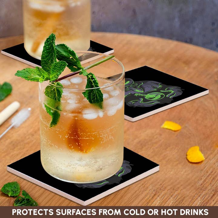 3dRose - Wholesale Coasters - 3dRose, Halloween Fantasy Bird with Costum Death Horror, Coaster2