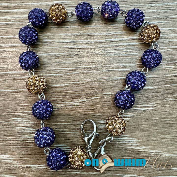 Purple and Gold Sparkly Hat Chain for wholesale by On a Whim Hats