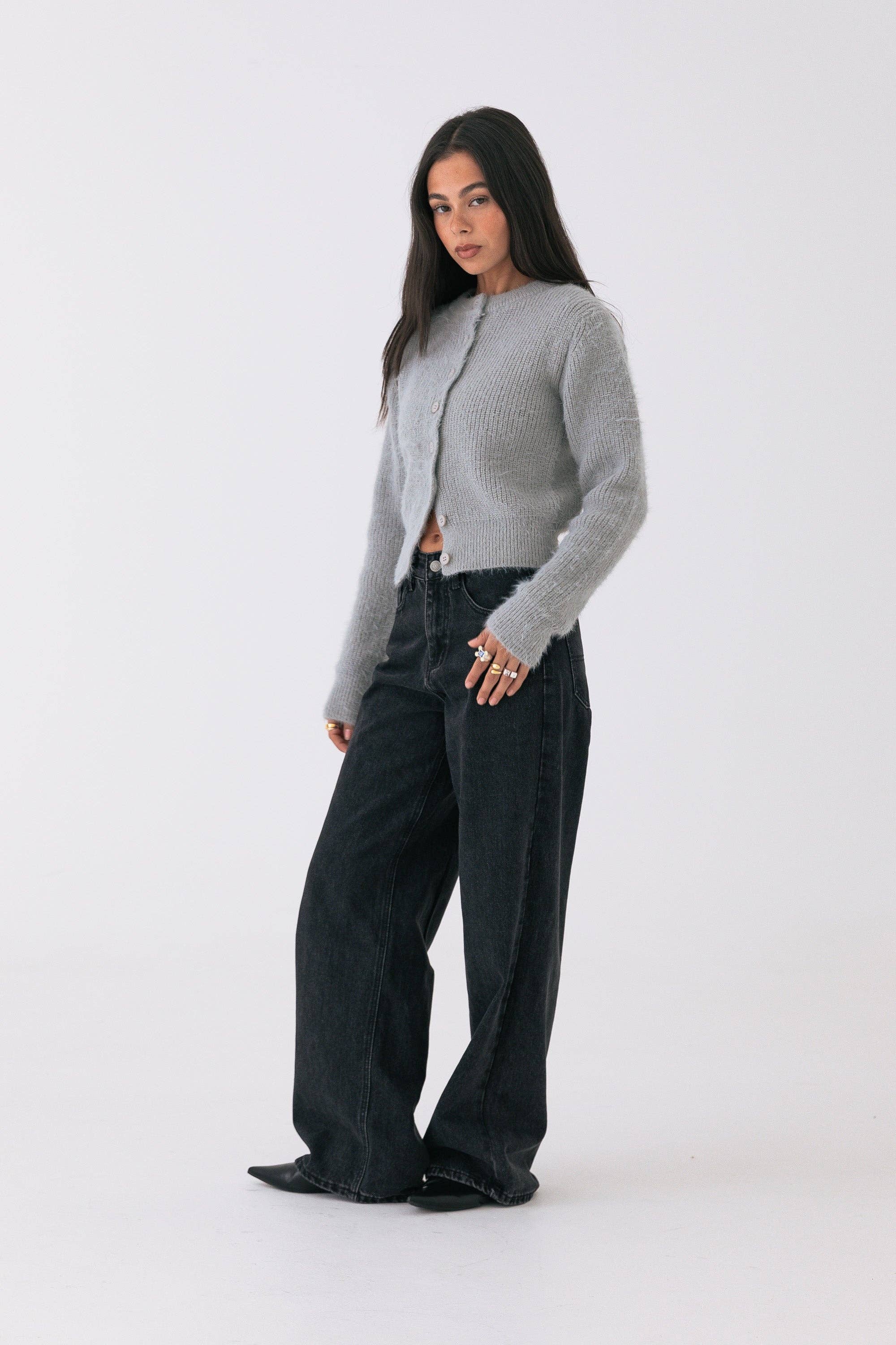 Noor Fluffy Cardigan - Grey for wholesale on Faire3