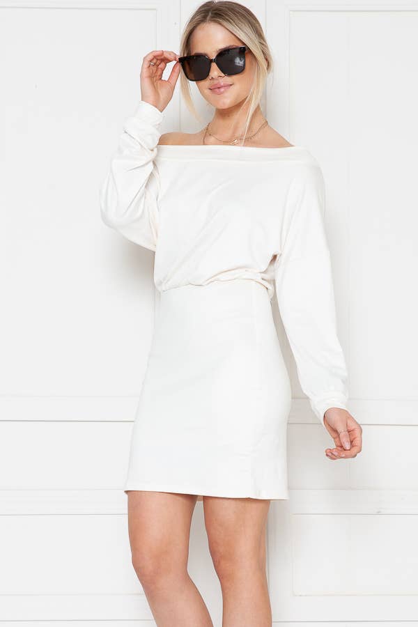 Burgundy Apparel - Vente Robe – femme - ROBE BLOUSON UNIE À ÉPAULES DÉNUDÉES6