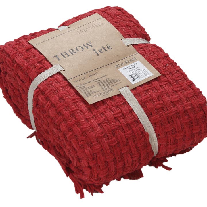 Fabstyles – wholesale Prydnadsfilt – Fabstyles Chenille korg väva kasta filt, 50x60