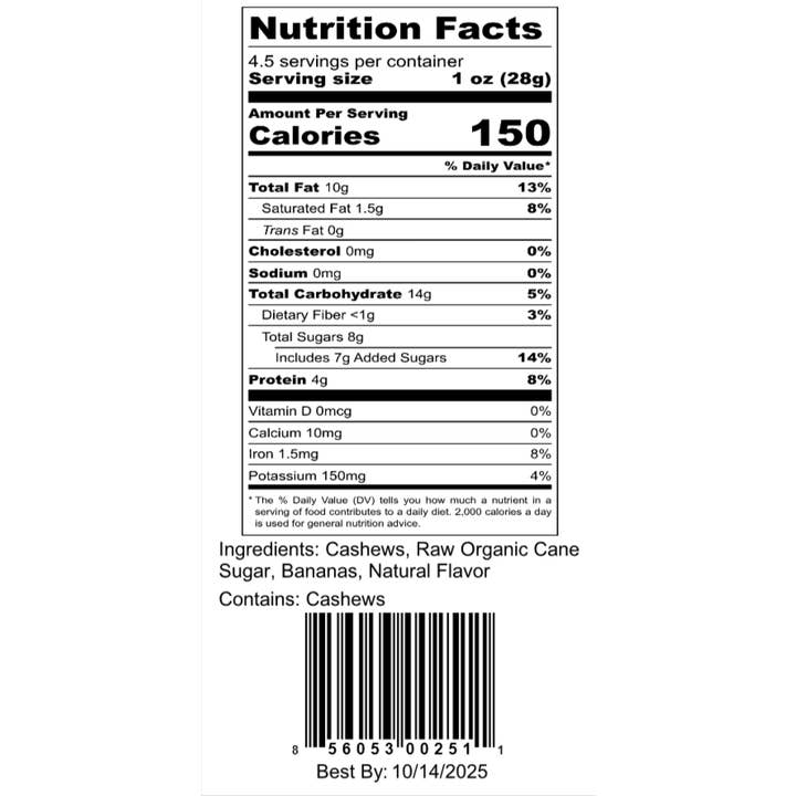 Q's Nuts, LLC - Wholesale Nuts - 4.5 oz Banana Foster Cashew1