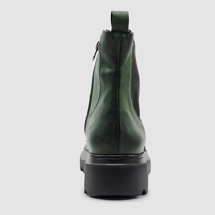 Women's Modern Lined Chelsea Leather Boots - Green for wholesale on Faire3