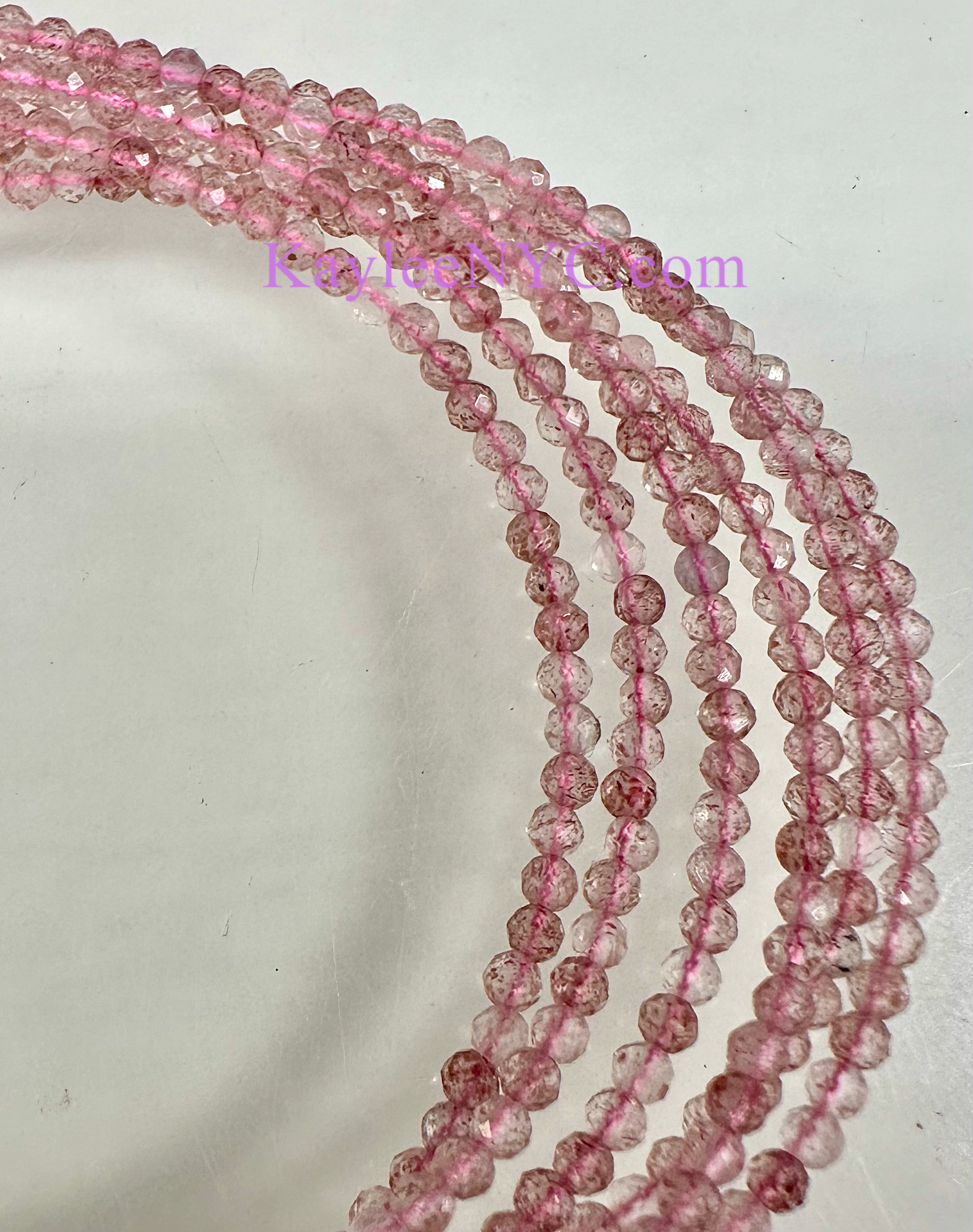 KayleeNYC - Wholesale Anklet - 2mm Natural Strawberry Quartz Anklets Crystal Healing3