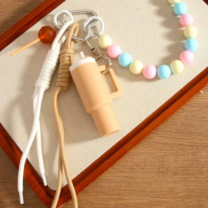 ACCITY - Wholesale Keychain - Women's - Cup Charm Keychain – Dual Strap & Beaded Design_CWMM75718