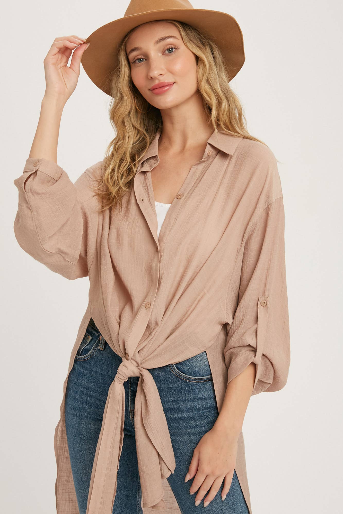 Bluivy - Wholesale Button Down Shirt - Women's - BUTTON-UP VENTED LONGLINE SHIRT45