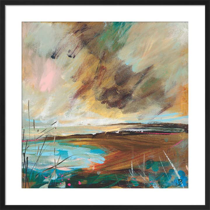 Blauwe Inham Ingelijste Kunstdruk door Lesley Birch voor wholesale door The Art Guys