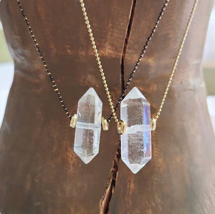 Sara Sela Jewelry - Wholesale Pendant/Charm Necklace - Beaded Herkimer Diamond and Lepidocrocite Brass Necklaces12