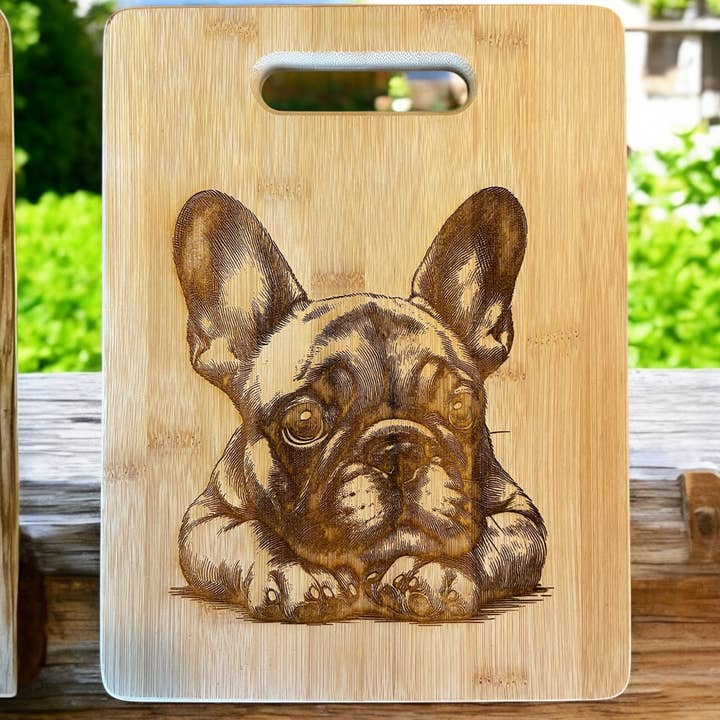 French Bulldog Bamboo Cutting Board for wholesale by The Krafty Equestrian