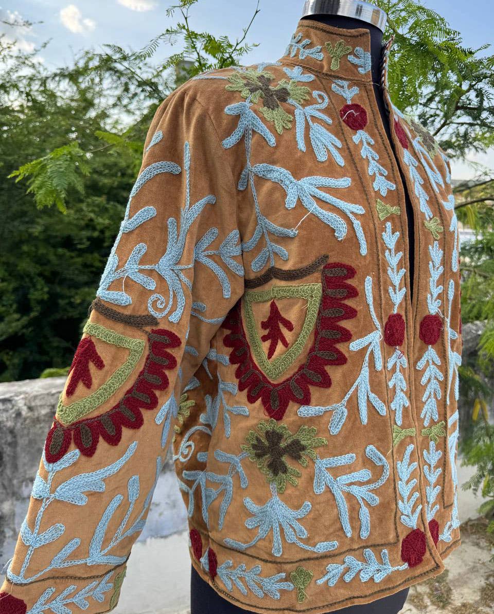 bhavnas boutique - Vente Veste – femme - Manteau en coton Suzani Veste brodée Style bohème3