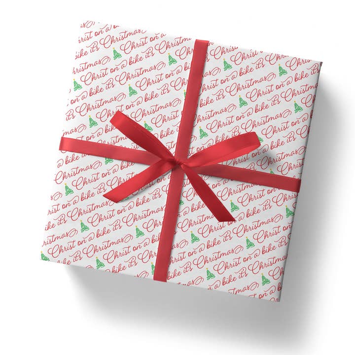 Sweary Card Lady - Wholesale Flat Wrap - Christ on a Bike It’s Christmas Gift Wrap - Flat Sheet