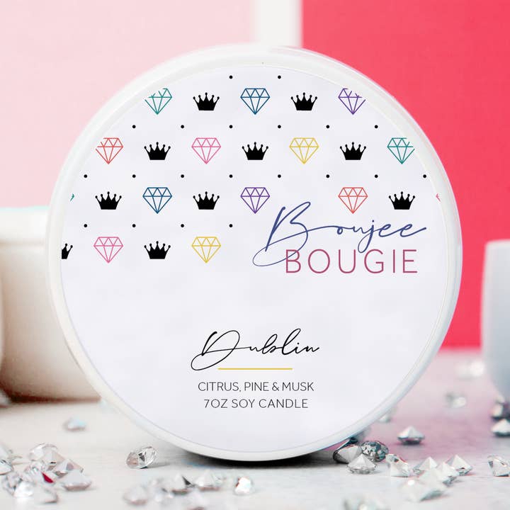 Dublin | Citrino, pinho e almíscar | Vela de cera de soja por atacado de Boujee Bougie