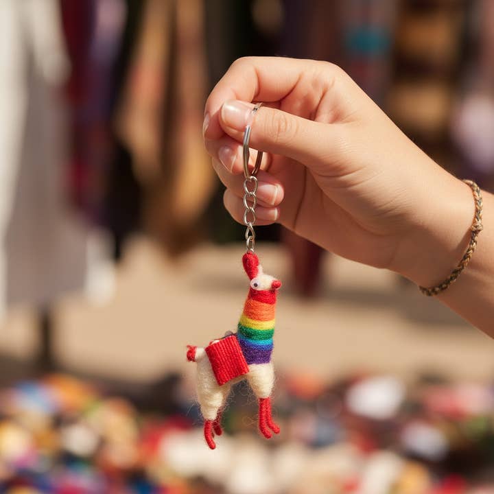 Porte-clés lama - Caisse de quatre pour la vente par Terra Natural Designs