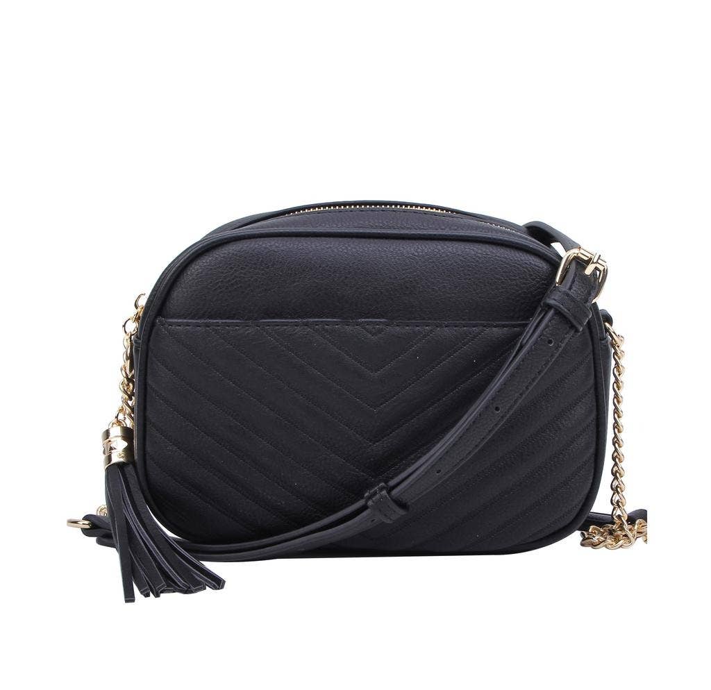 MiMi Wholesale - Vente Sac à bandoulière – femme - Sac à bandoulière Veronica à pompons cousus en V avec fermeture éclair26