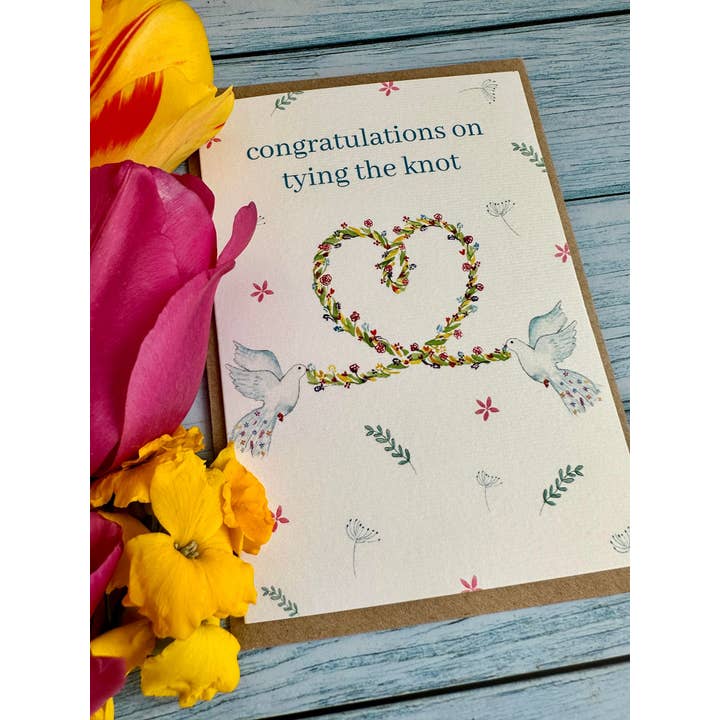 Jen Winnett Eco Artist - Wholesale Wedding Card - Congratulations on tying the knot | Wedding Eco Card