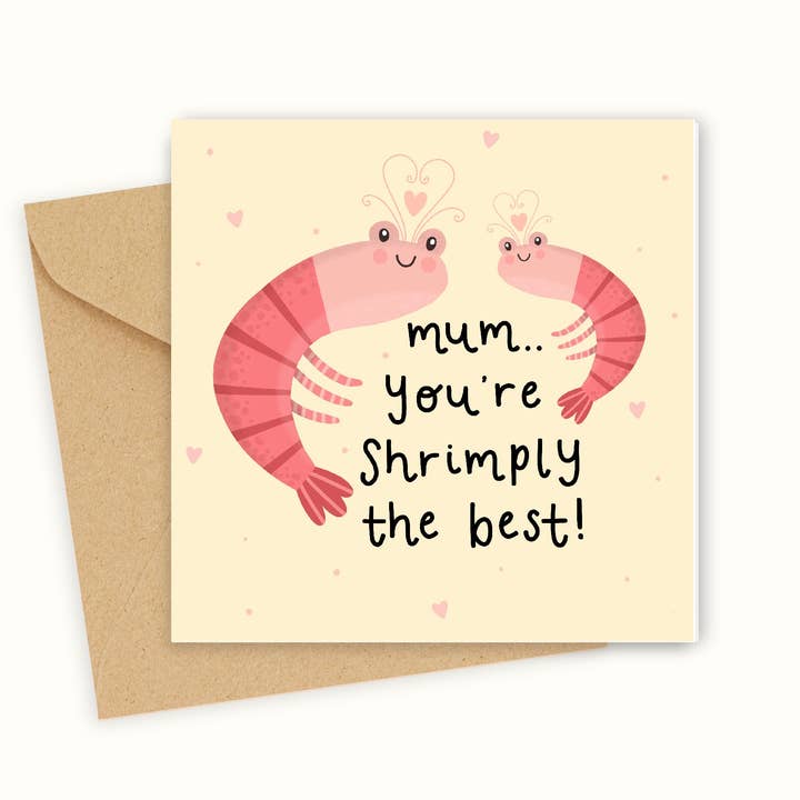 Shrimply Mothers day card for wholesale by Lazy Sunday Collective