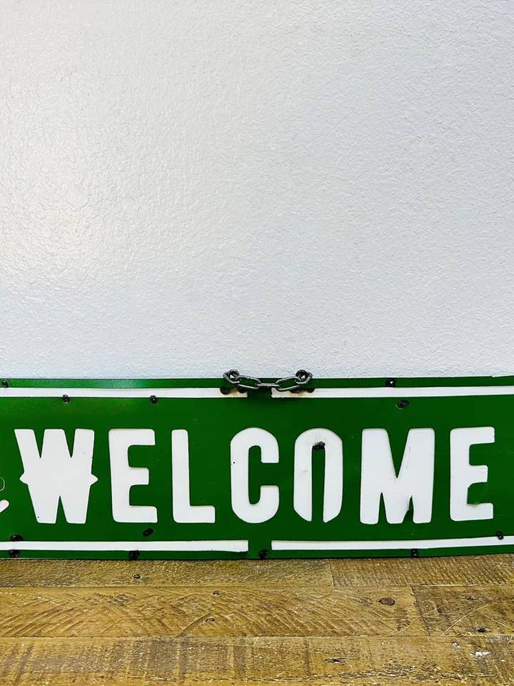 Wandschild aus Metall, Welcome - 8.4 für den Großhandel von Rustic Farm