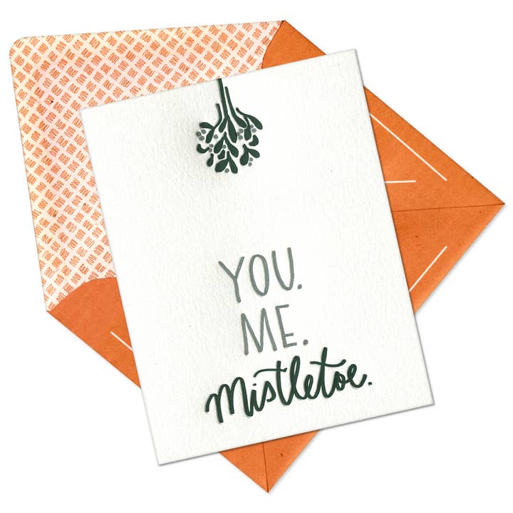 INK MEETS PAPER - Wholesale Christmas Card - You Me Mistletoe Romantic Letterpress Christmas Card2