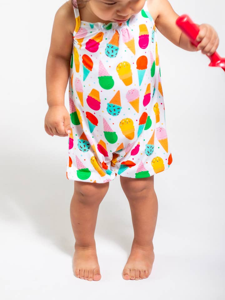 Ice Cream Social Bubble Jumper | Soft, Breezy Baby Outfit for wholesale by Rayns Tiny Stitches