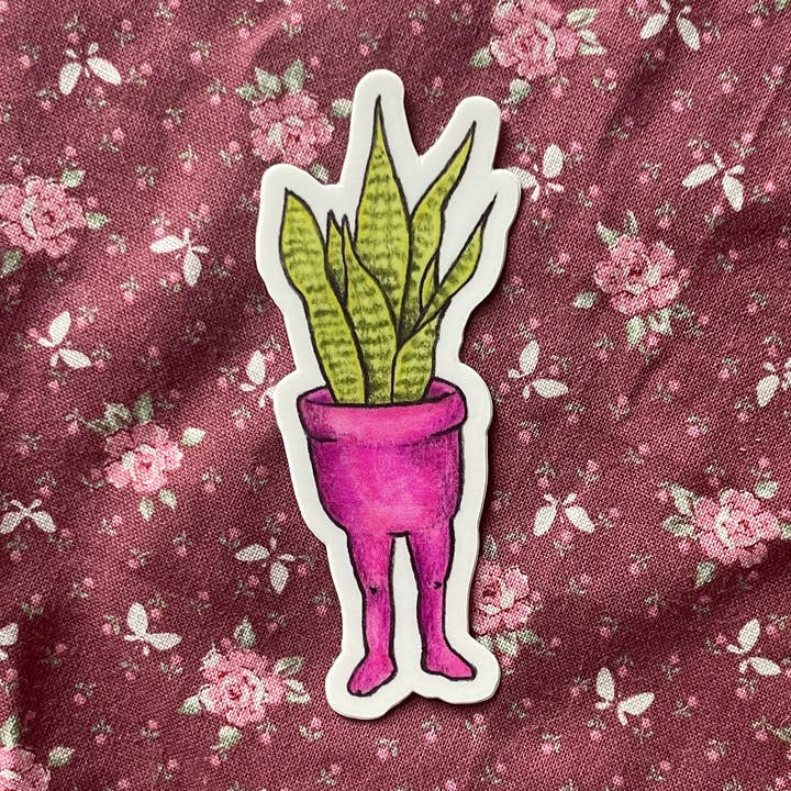 Adesivo em vinil: calças em vaso Snake plant original art por atacado de The Lowly Esculent