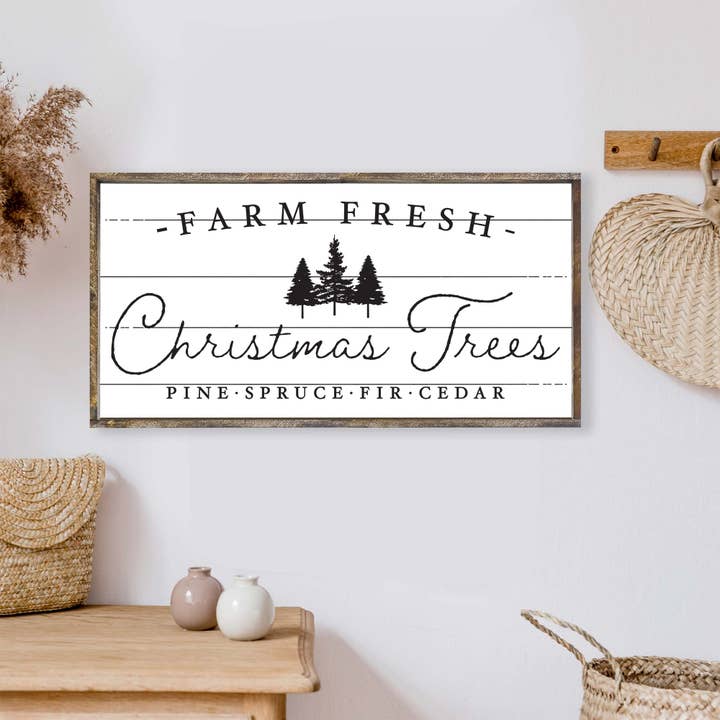 Hoekstra Decor - Wholesale Sign - Farm Fresh Christmas Trees Wood Sign