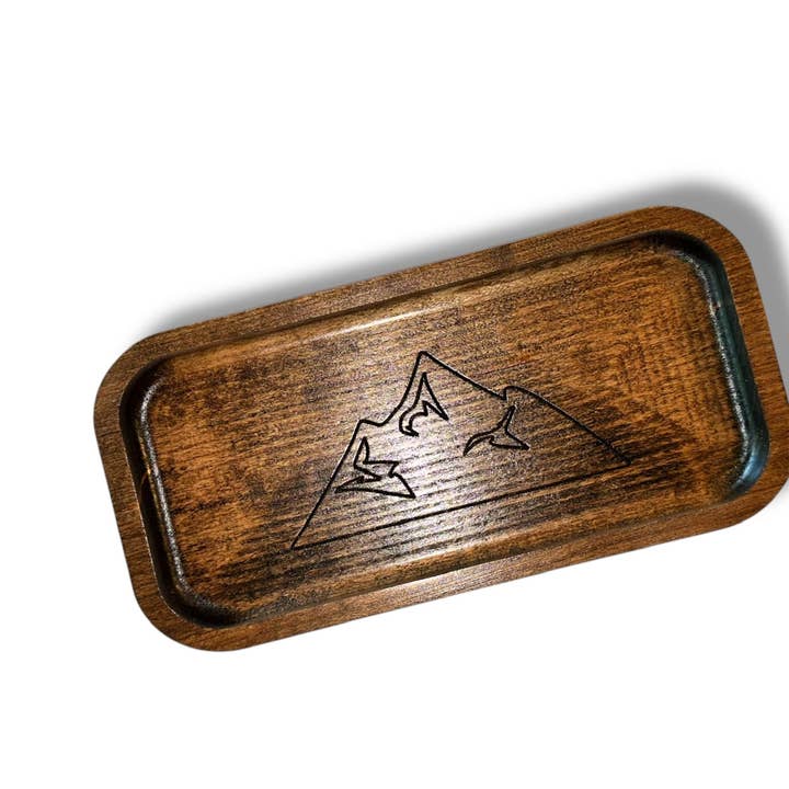 Rustikales Holztablett – Bergdesign Ablage - Walnuss für den Großhandel von Third Eye Creation Company