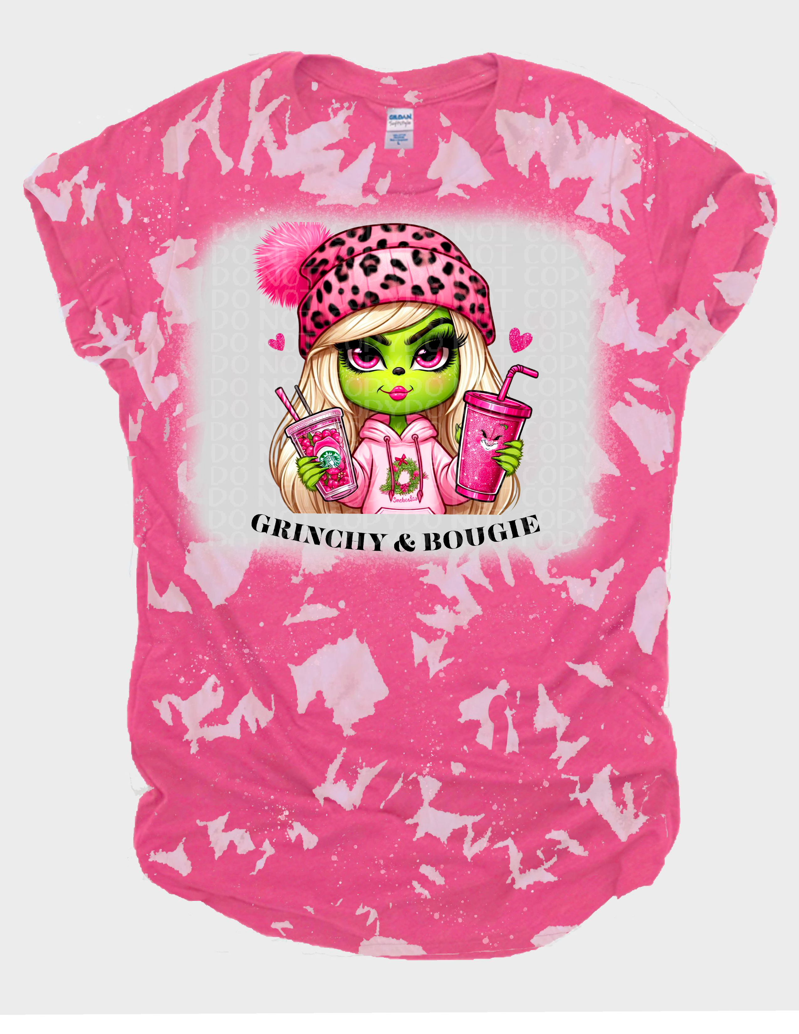 Ms Bleached Tees N More - Wholesale Screen Printed T-Shirt - Women's - Christmas and Bougie Bleached Tee0