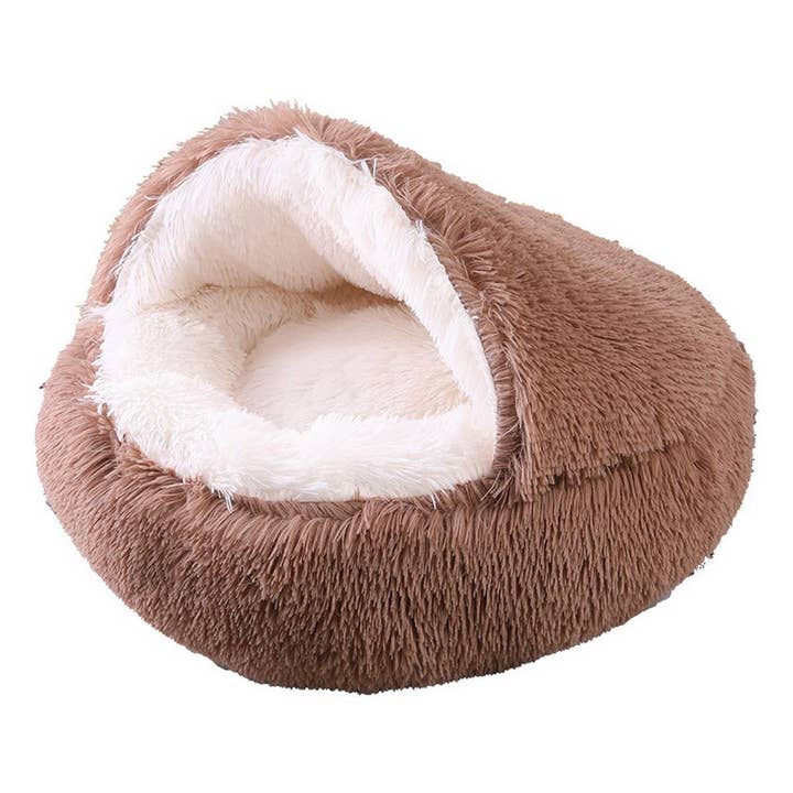 PAWPAWwholesale - Wholesale Pet Bed - Cat/Dog - Semi-Enclosed Cat Bed, Plush Round Pet Mat_CWMM5275