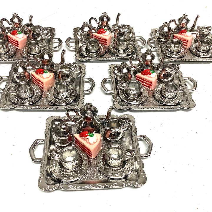 All Little Cute Things - Wholesale Ornament - Afternoon Tea Set with Tray Ornament, Holiday Decor4