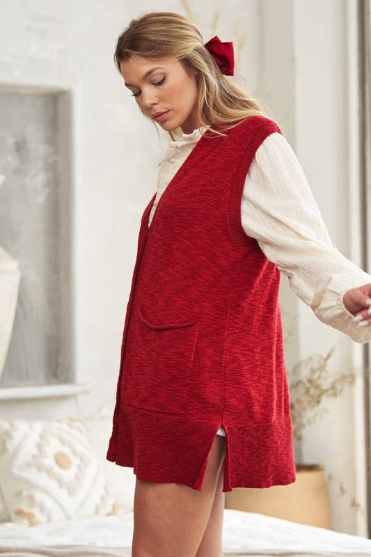 JADE BY JANE - Wholesale Sweater Vest - Women's - V-Neck Button Down Knit Sweater Vest12