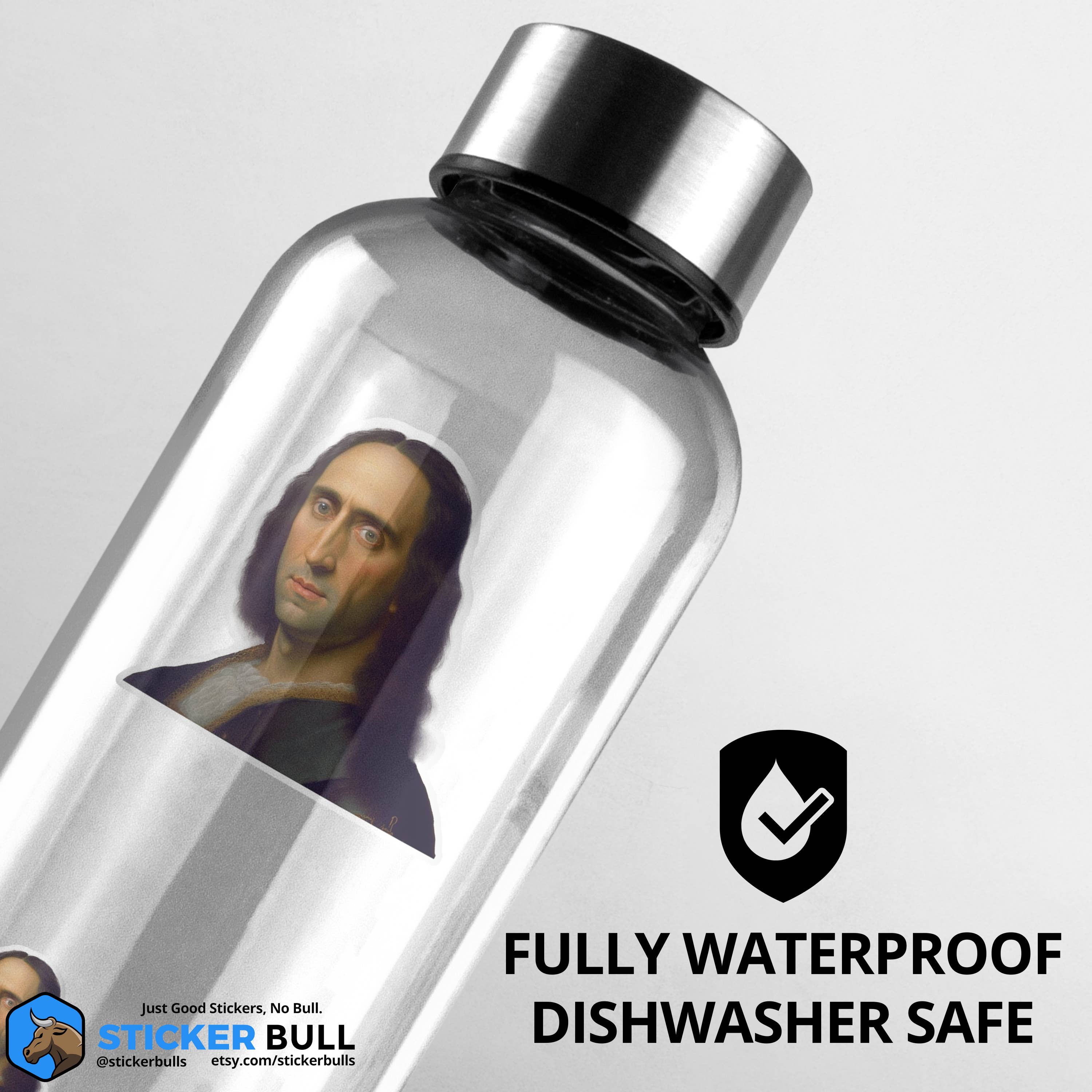 Sticker Bull – Engroshandel Klistermærke – Mona Lisa Nicolas Cage „Mona Cage“ Meme klistermærke, vandtæt4