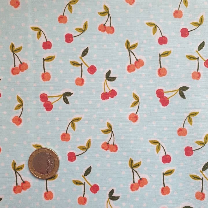 Gepolsterte Buchhülle Kirschen hellblauer Hintergrund für den Großhandel von laubelgo