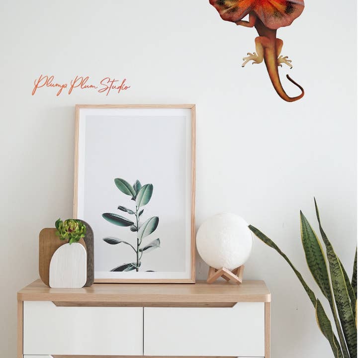 Plump Plum Studio - Wholesale Sticker - Frill-neck Lizard decal, Australian reptile sticker, lizard9