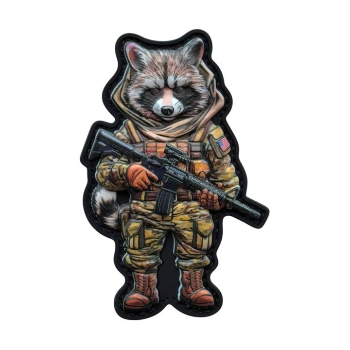 Tactical Raccoon PVC Morale Patch | Military Style Patch for wholesale by ARTPATCHES