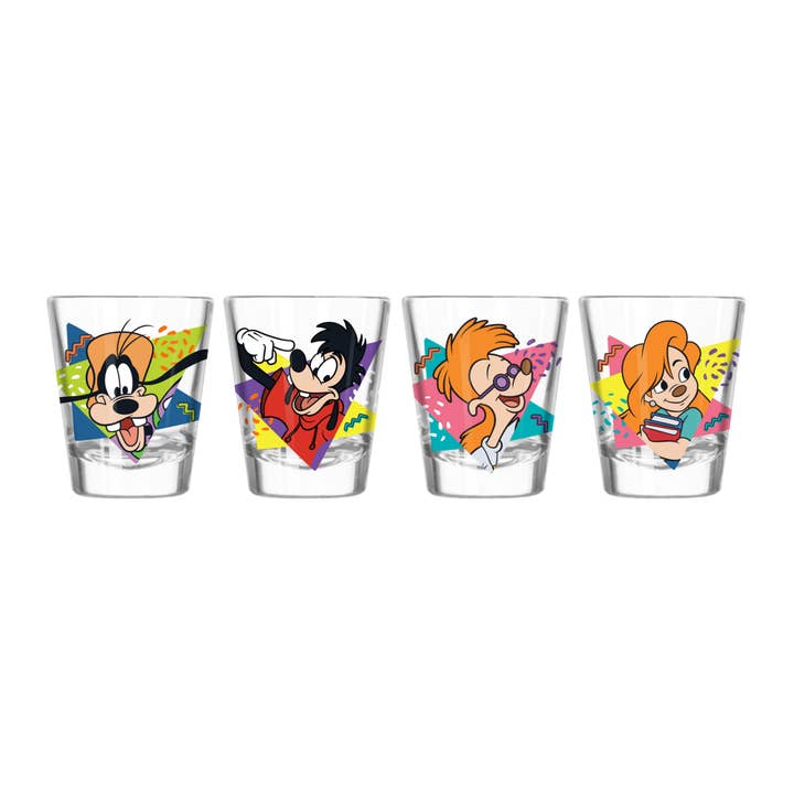 Verres à liqueur rétro 4 pièces 51 ml avec personnages de Dingo et Max pour la vente par Silver Buffalo