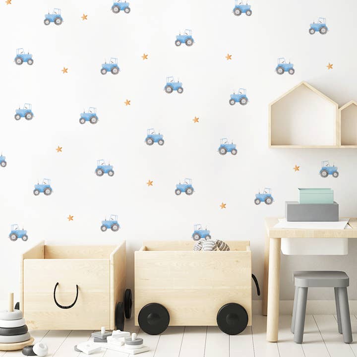 Blue Tractor Fun Wall Stickers for wholesale by Mica-Mica