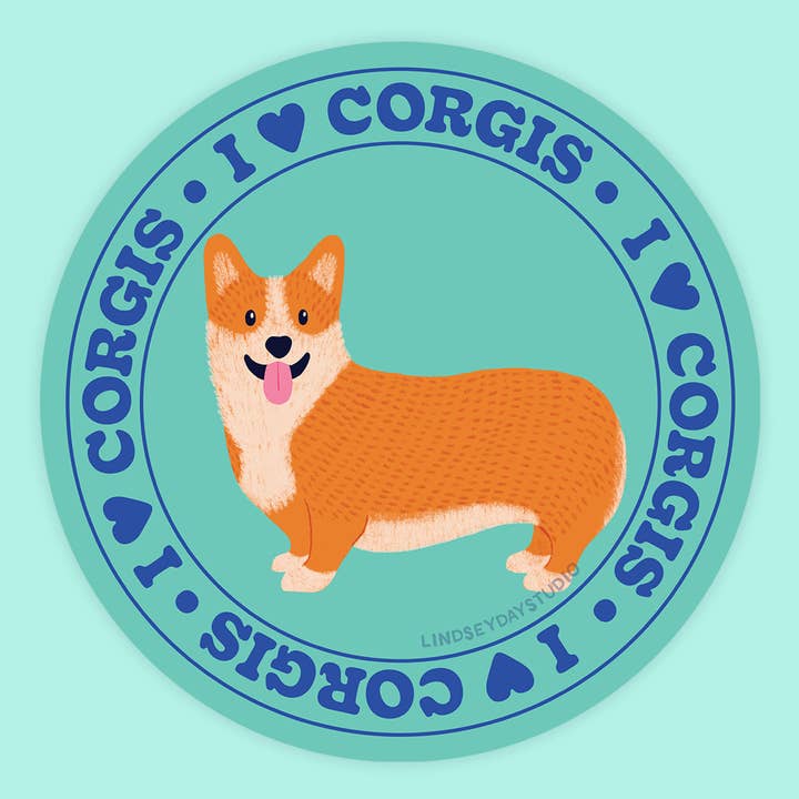 Corgi Hond Sticker, Huisdier Dier Sticker voor wholesale door Lindsey Day Studio