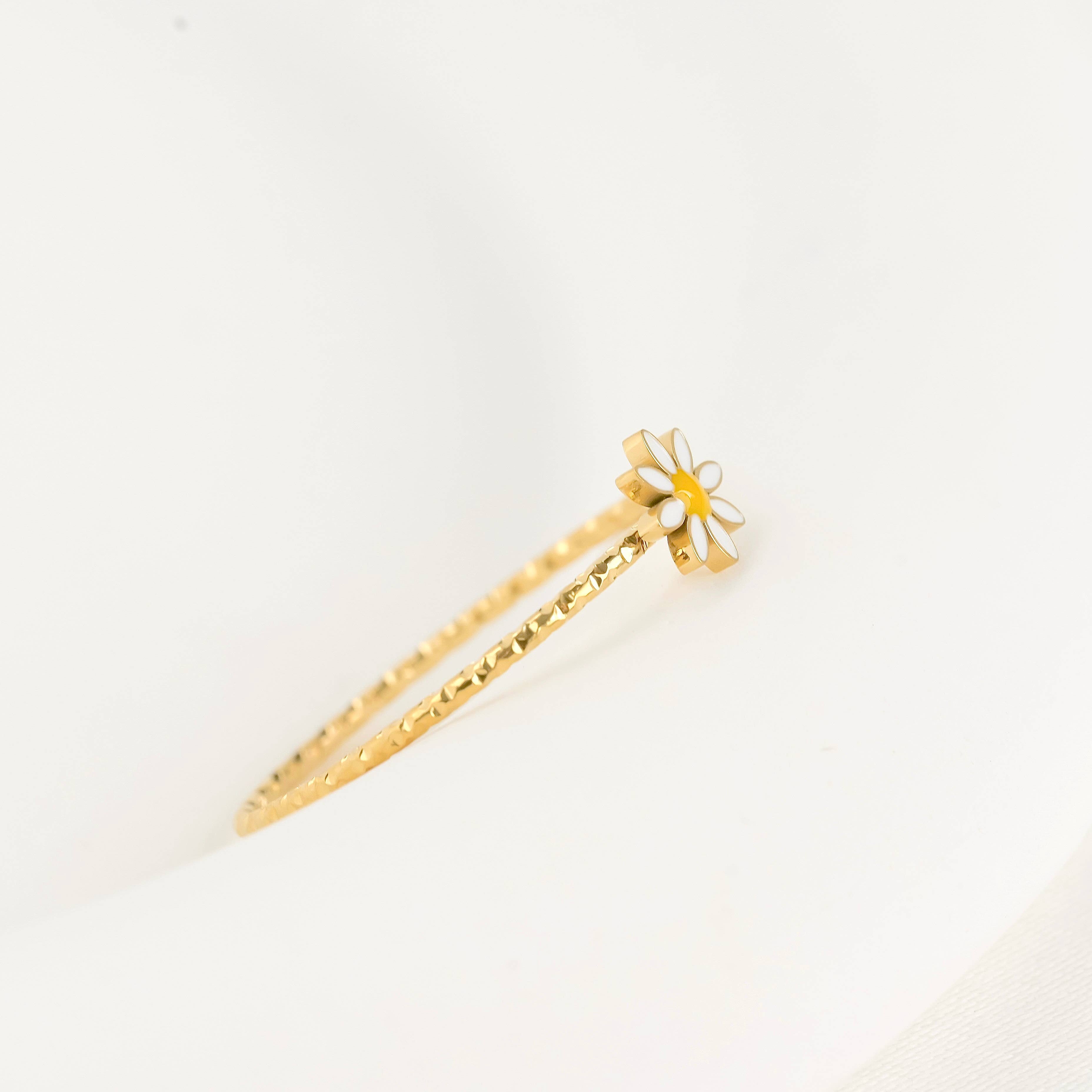 Blueyejewelry - Wholesale Band/Stacked Ring - Minimalist Daisy Ring - Tiny White Flower Ring - Floral Ring4