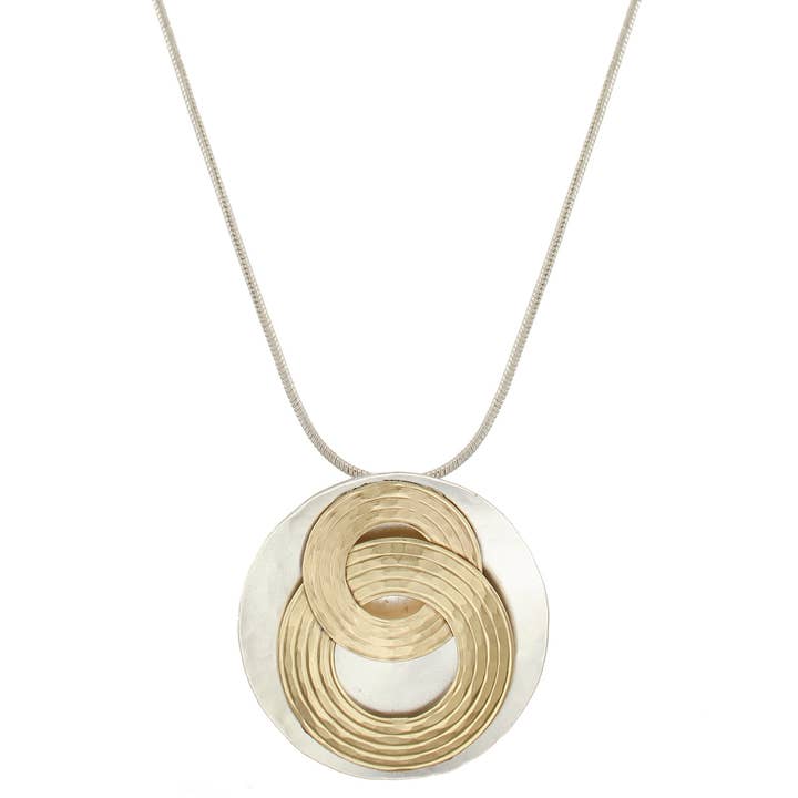 Große ineinandergreifende Ringe und lange Scheibenkette für den Großhandel von Marjorie Baer