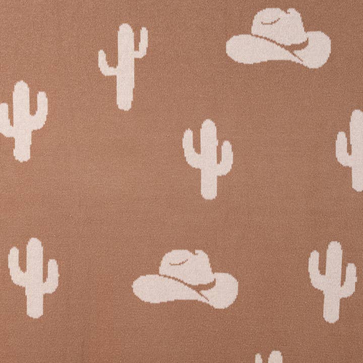 SwaddleAn - Wholesale Bedding Blanket - Kids & Baby - 100% Cotton Western Baby Blanket, Knitwear 2 Sides Cactus2