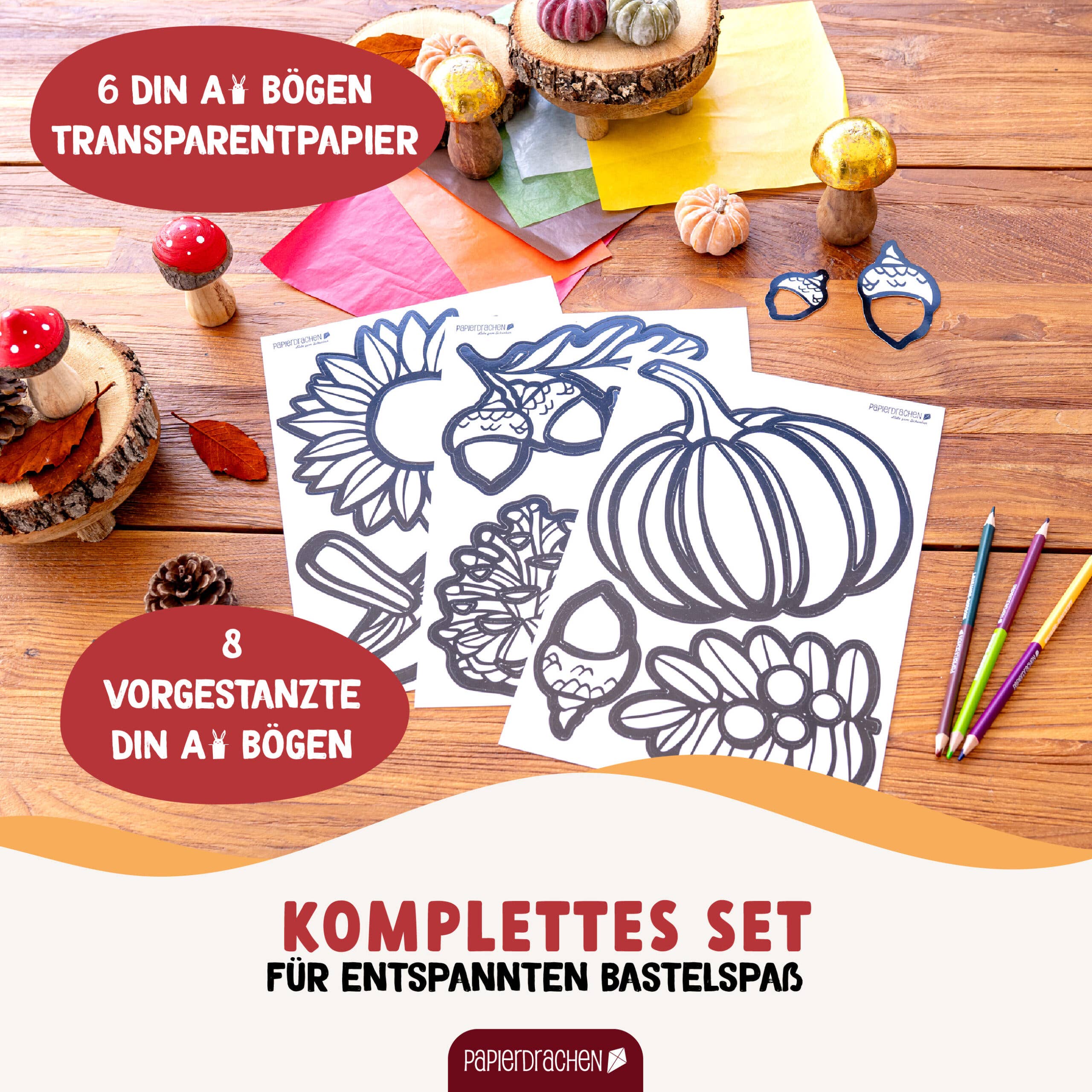 Papierdrachen - Wholesale DIY Craft Kit - Paper Kite Coloring Window Pictures Pumpkin2