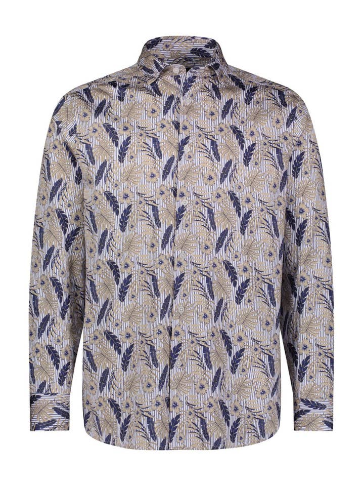 Striped Floral Leafy Print Shirt for wholesale by Luchiano Visconti