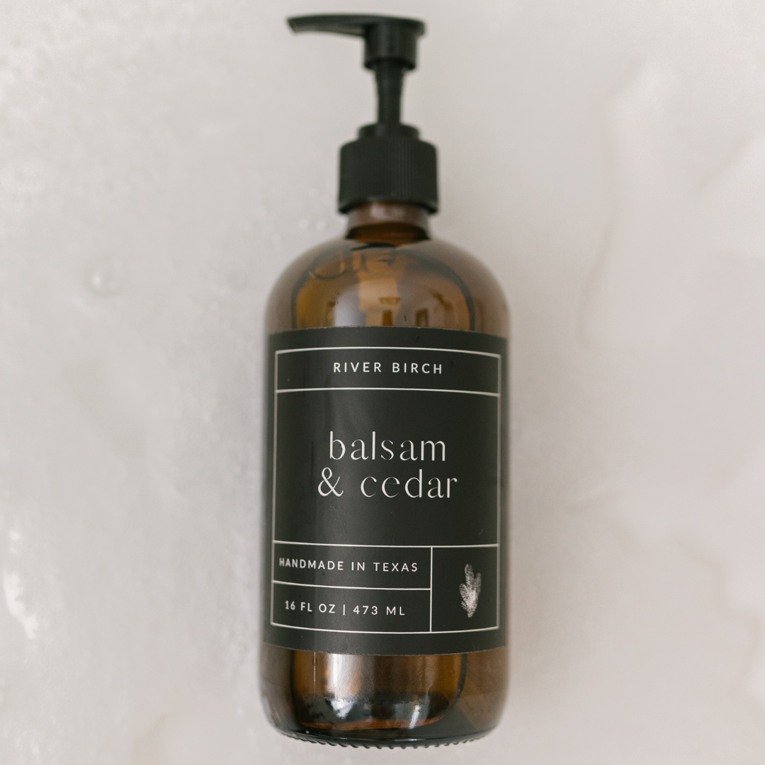 River Birch Candles - Wholesale Hand Soap/Wash - Balsam + Cedar - 16 oz Amber Glass - Handmade - Hand Soap 8