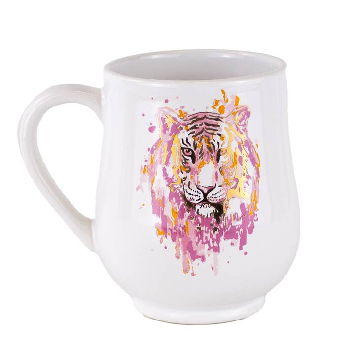 Tiger Love Coffee Mug White/Multi 18oz. for wholesale by The Royal Standard