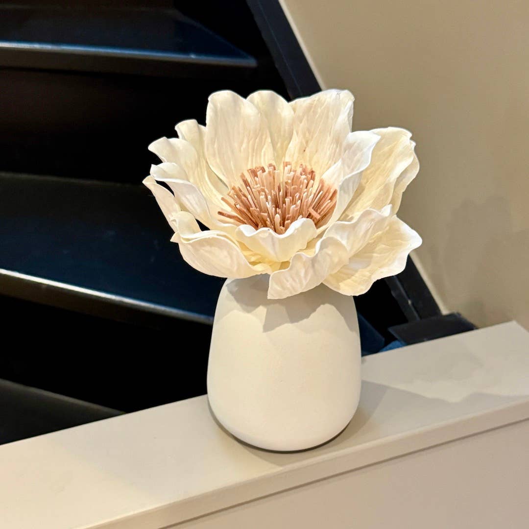 Anoq – wholesale Vas – Keramisk vas med blomma och doftspridare LIPSI - Beige3