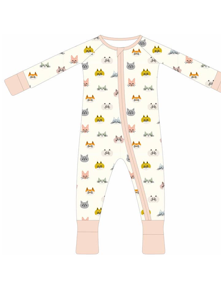 Cats | bamboo baby sleeper, bamboo clothing, baby girl, boy for wholesale by Polished Prints