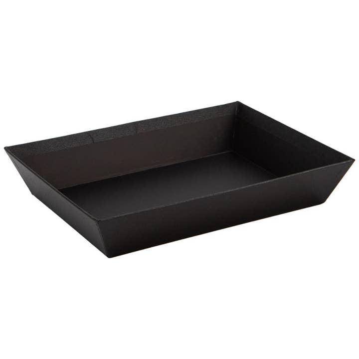 Essential Black Rectangular Cardboard Basket 27x20x5cm for wholesale by Deffrennes