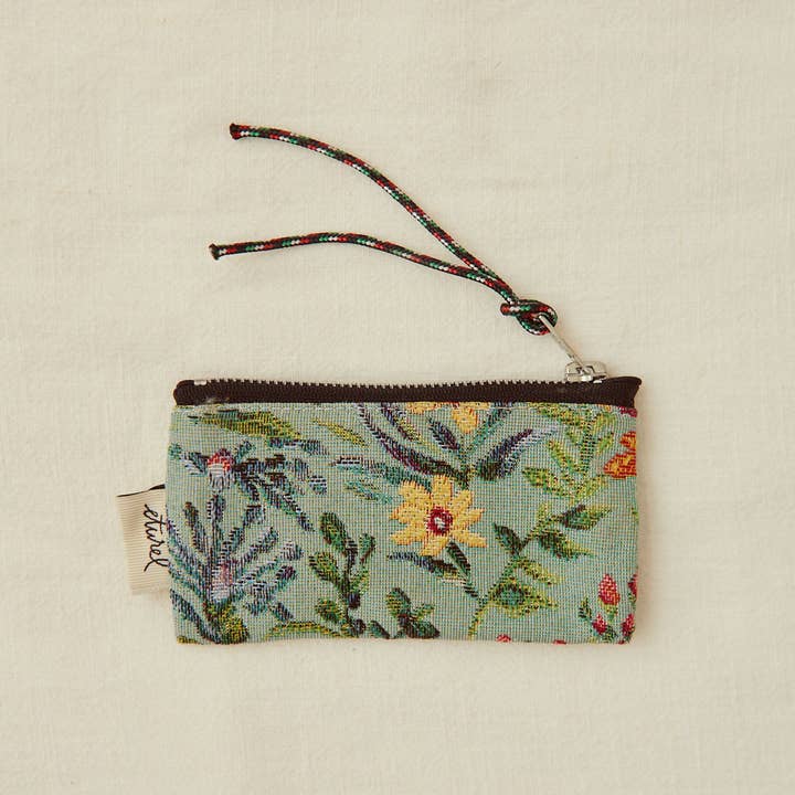 Eturel Madrid - Wholesale Pouch - Women's - Light blue azaleas jacquard woven purse1