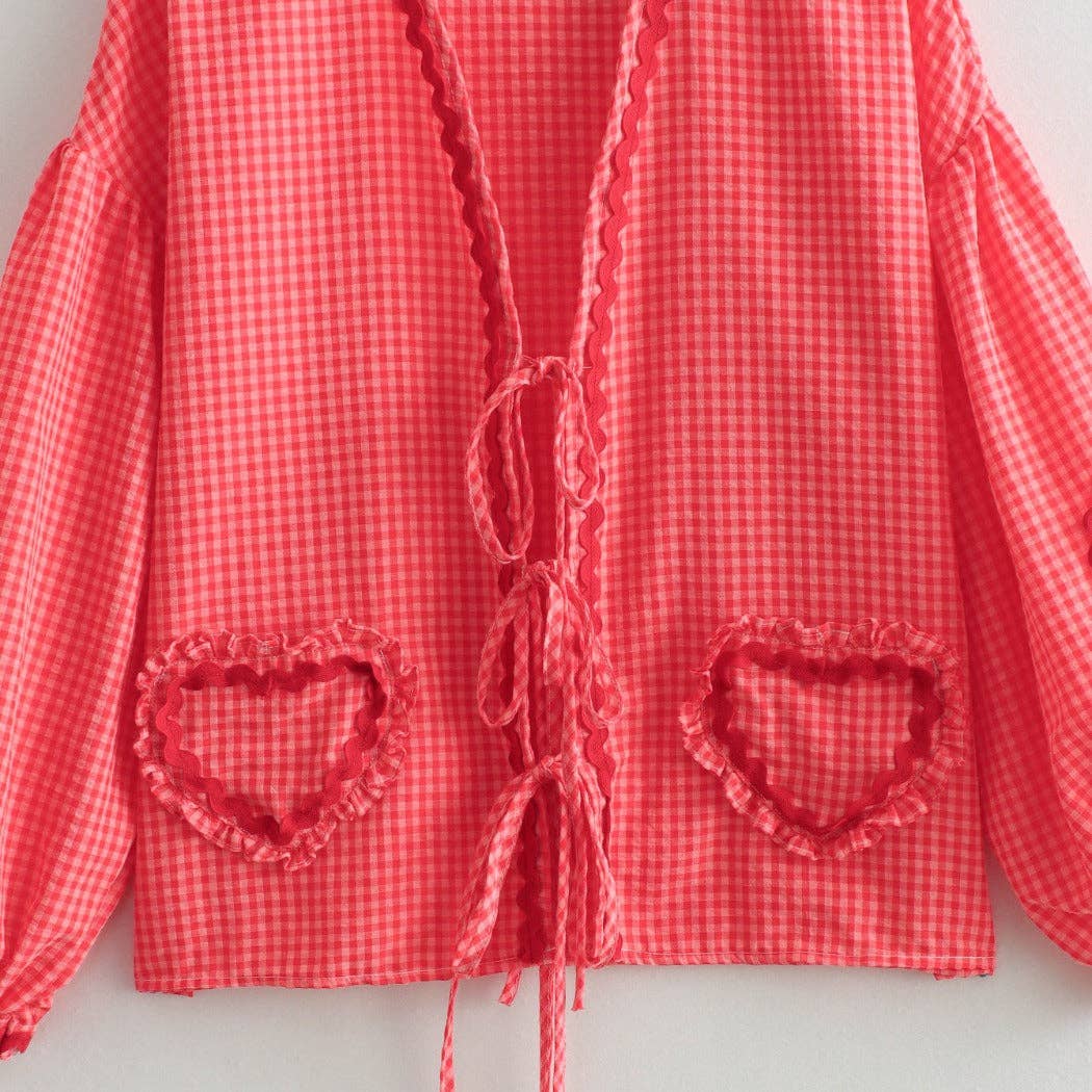 Funkyrel® Atzbranding Limited – Großhandel Strickjacke – Damen – Crosa - Übergroße karierte Love-Strickjacke - Luftige Sommer-Überwurf8